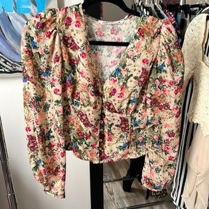 Corset like top with puff sleeve